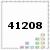 Static image with large black pixelated numbers '41208' centered on white background, surrounded by small colored squares in bottom-right corner.