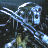 Pixelated static image of a blue and white alien creature with glowing eyes against dark background, likely from Alien vs Predator franchise.