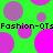 Green background with overlapping purple and pink circles, two horizontal lines of pixelated text reading "Fashion-QTs".
