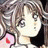 Pixelated anime-style character icon with black background and white text elements, featuring a partial face on the left and stylized text on the right.