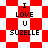 Red and white checkered background with pixelated text "I LOVE U SUZELLE" in black, displayed across four distinct patterns