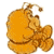 A 50x50 pixel animated contact sheet showing two frames of a cartoon character with orange hair and a flower-like shape on the left, next to green text reading "Original Icons .com" on a dark green background.