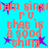 A static image with a bright cyan background displays repeated text in pink and purple star symbols.