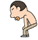 A cartoon character bends forward with hands on knees, vomiting yellow liquid that accumulates in a growing puddle below.
