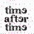 Static image of text "time after time" in bold black letters with pink decorative patterns on a white background.