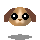 Pixelated dog head with brown ears and light tan face, showing two eye expressions and ear positions across four views.