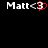 Pixelated text "Matt<3" appears twice on a black background, with the left instance featuring red heart-shaped animation.