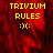Yellow pixelated text "TRIVIUM RULES" and a smiley face on a red background with a gray section on the right.