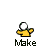 Pixelated yellow figure with white head and outstretched arms on gray background, text below reads Make Your Own Damn Icons!! with two crossed-out versions.