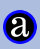 A contact sheet of seven animated frames showing a stylized lowercase 'a' in white with blue outline on black background, displayed against light gray and light blue backgrounds.