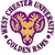 A circular pixelated icon with a purple border containing stylized text, a central yellow ram head, and purple ram horns on a white background.