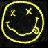 A 4-frame contact sheet of pixelated AIM buddy icons featuring a neon smiley face and three black-and-white portraits with overlaid text labels.