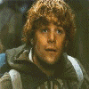 A blue background displays multiple white 'Sam' text elements with varying light effects, above a top of four character images from The Lord of the Rings