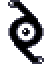 Pixelated black and white icon with circular center, spiral arms, and rounded ends; animation cycles through four distinct poses.