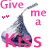 Animated icon featuring a Hershey's Kiss chocolate with pink and purple text reading 'Give me a Kiss' over