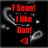 Four of red text on black backgrounds with gray smoke-like effects, each containing distinct phrases and a heart symbol