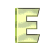 A contact sheet of 11 animated frames showing a green and yellow letter E in various 3D orientations, rotations, and partial states against a gray background.