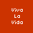 Red background with white text 'Viva La Vida' arranged in three , where the middle is highlighted by a green rectangular bar that shifts position across frames