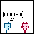 A 4-frame pixel art animation of two robot characters exchanging dialogue in speech bubbles, with text changing across frames.