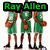 Four of pixelated basketball players in green jerseys with text labels above or beside them, showing different poses and names