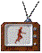 Six identical brown television sets with antenna, each displaying a red figure running in different poses on a white screen.