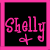 nine square with black backgrounds, pink borders, and pixelated text or heart symbols in varying states
