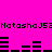 A static image with a bright pink background displaying repeated text and black pixelated patterns.