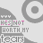 A repeating pattern of stylized scissors with text 'HES NOT WORTH MY FEARS' in gray and pink, arranged in a on light gray background