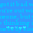 Blue background with light blue pixelated text repeating phrases and small white plus symbols at the bottom.