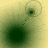 Four- showing a green circular shape moving along a dotted path between two larger dark green circles on a pale yellow background