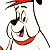 A 50x50 pixel animated buddy icon featuring a cartoon dog on the left and green text on a dark background on the right, displayed as a contact sheet with two frames.