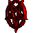 Red devil-horned pentagram icons in various orientations and cropped views on gray background.
