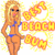 Pixelated cartoon woman in bikini with yellow glow, alongside stylized text reading "Best Beach Sun" and fragmented black text on white background.