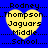 Yellow heart-shaped icon with black text on blue background, displaying "Rodney Thompson Jaguars Middle School" in four repeated