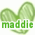 Green and pink heart-shaped icons with text 'maddie' and 'jenna', yellow heart icon with 'always and' text, all on white background.