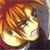 A pixelated close-up of a character with orange hair and a white face, set against a dark background with red and brown tones.