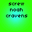 Four identical pixelated text blocks on a green-to-cyan gradient background, each displaying 'screw noah cravens' in black block letters.