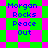Pixelated text 'Morgan Rocks Peace Out' on green and pink checkered background with diamond-shaped pattern variations.