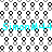 A static image with a repeating pattern of black and white circular shapes on a white background, overlaid with cyan text reading "Simon M44" twice horizontally.