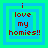 Four identical pixelated text arranged in a , each displaying "i love my homies!!" with layered blue and green borders