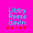 Pixelated cyan text "Libby Reese Gavin" on bright pink background with red star-like symbols below.