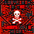 red maze-patterned icons with white skull-and-crossbones symbols and text reading "LABYRINTH IN THE SHAPE OF A HEART"; one icon in the bottom shows a heart-shaped maze containing a small figure