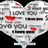 Heart-shaped icon with repeated 'I LOVE YOU' text, red lips, and a blue bar at bottom; animated heart pulses with light effects.
