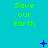 Cyan background with repeated green text 'Save our Earth' and scattered blue pixelated symbols including plus signs, crosses, dots, and lines.