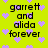 Yellow background with purple pixelated hearts and black text reading "garrett and alida forever" in two identical vertical