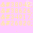 A static pixel art image with a light pink background displaying yellow text characters in four , including numbers and symbols