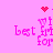 Pixelated pink text 'best fit for' on a solid pink background with animated red heart and starburst symbols above.