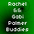 Green background with white pixelated text reading "Rachel & Gabi Palmer Buddies" in four identical quadrants.