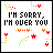 Six pixelated display identical text with changing color schemes and decorative elements
