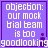 Purple background with white pixelated text reading "objecion: our mock bial team is too goodlooking" in four identical , each containing a small dark purple plus sign and a tiny black dot